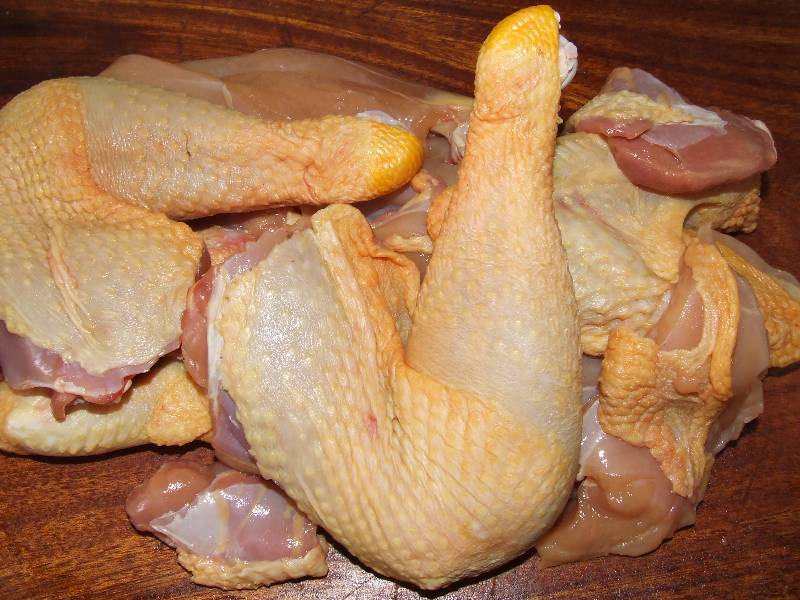 poulet coupés en morceaux